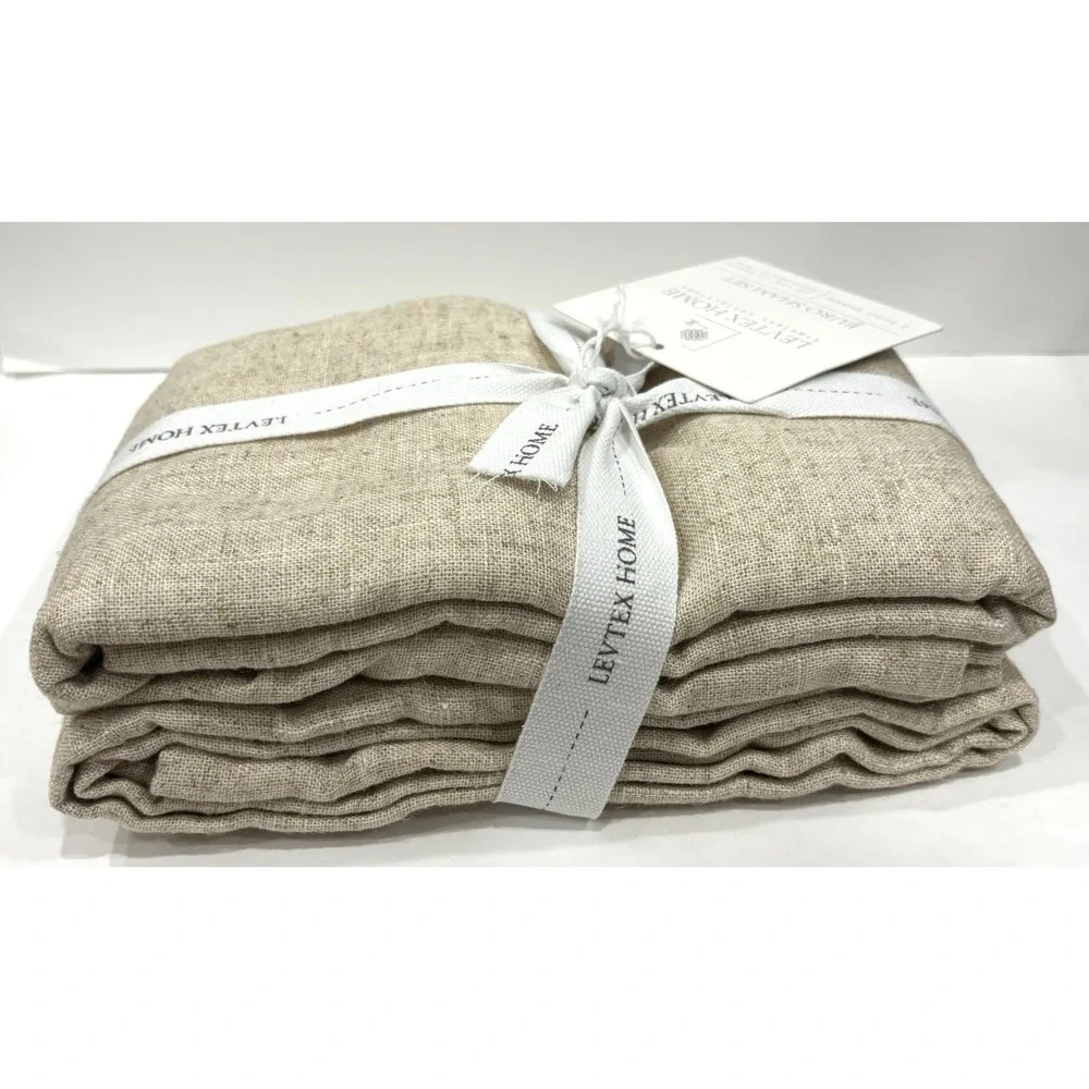 Levtex Home Euro Sham Set 2 Linen Blend 26x26 Natural Decorative Pillow Covers
